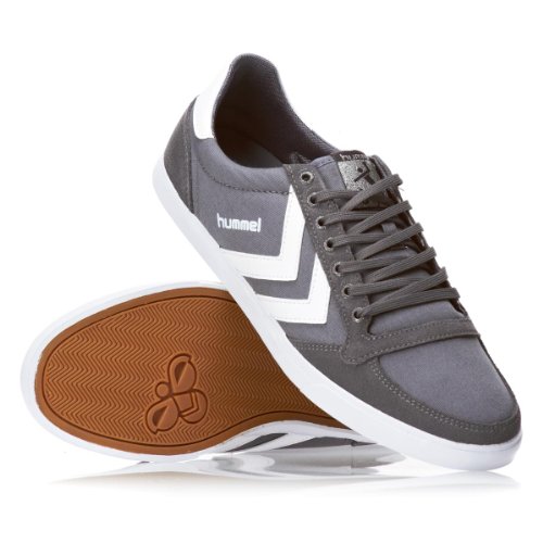 Hummel Slimmer Stadil Lo Canvas Grey White New Mens Trainers Shoes Boots
