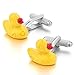 Men's 2PCS Rhodium Plated Cufflinks Red Yellow Duck Heart Shirt Wedding Business 1 Pair Set Unique