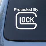 Protected By Glock - Guns - Car, Truck, Notebook, Vinyl Decal Sticker #2518 | Vinyl Color: White