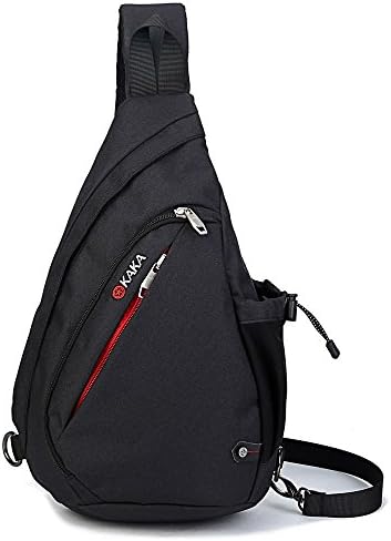 SHTECH Canvas Sling Bag Chest Bag Casual Unbalance Backpack Men Shoulder Bag #99001 Black