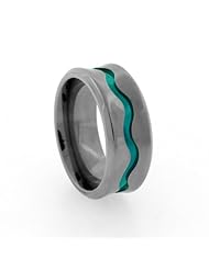 8mm Gray Titanium Ring with Colored Anodized Wave Color Inlay