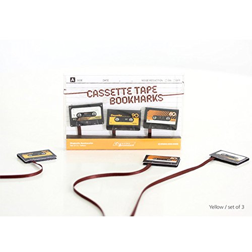 [Studio Ding Dong] Cassette Tape Bookmarks, Set of 3, 4.5 x 3 inch (Yellow)