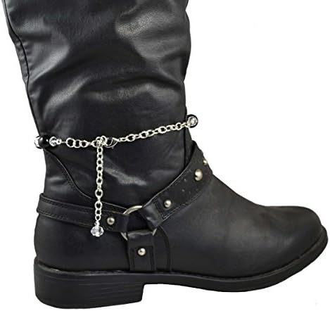 13 "+ 4" Acrylic Red Chain With Rhinestone Angel Wing Cross Pendant Adjustable Boot Chain