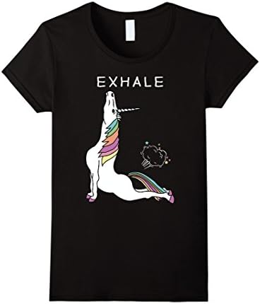 Women's Unicorn Exhale - Yoga T Shirt Small Black