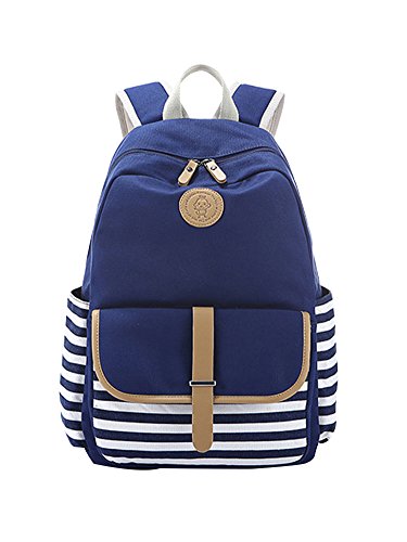 ZPS Fashion Girls Canvas Pastoral Floral Flower Leisure Backpack School Bag (Black)