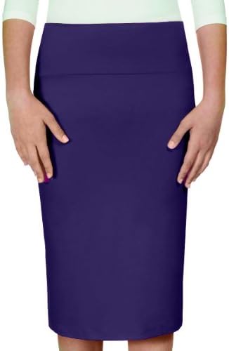 Kosher Casual Women's Modest Knee Length Stretchy Viscose Pencil Skirt Large Navy
