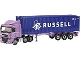 Diecast Model DAF XF Skeletal Trailer (John G Russell) in Purple and Blue