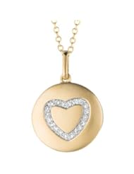14K Gold over Sterling Silver 0.1ct TDW Diamond Round Heart Disc Pendant (H-I, I2-I3)