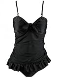 Marina West Women's Swimsuit, Two Piece Tankini with Bikini Bottoms (M (4-6), Black)