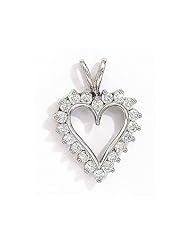 Birthstone Company 14K White Gold Diamond Heart Pendant with 18" Chain