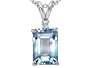 1.52 cttw 14k White Gold AAA Emerald Cut Created Aquamarine and Genuine Diamond Pendant in 14k White Gold