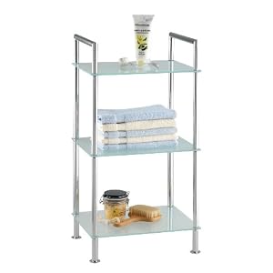 Wenko 17777100 Badregal Style - 3 satinierte Glasablagen, Chrom, 37 x 71 x 28.5 cm