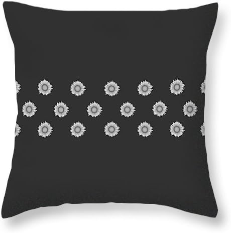 Geometric Sunflowers I Center Light Grey Throw Pillow Cushion Case Cover Dark Grey 20"x20"