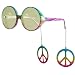 Elope Peace Sign Danglers Glasses, Red, One Size