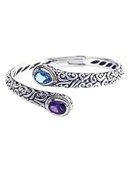 Balissima By Effy Collection Sterling Silver and 18k Yellow Gold Amethyst and Blue Topaz Bangle