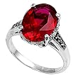 Sterling Silver Marcasite Rings with Ruby CZ - Sizes: 5-9