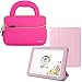 Evecase Pink Ultra-Thin Multi-Angle Stand Slim Smart Leather Case W/ Handle Bag for Tabeo e2 8 inch Kids Tablet