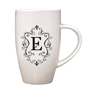 10oz Tapered Ceramic Monogram Coffee Mug E
