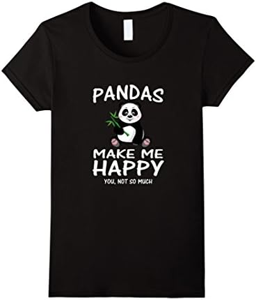 Women's Pandas Make Me Happy Special Gift Shirt - Cute Panda t-shirt Medium Black