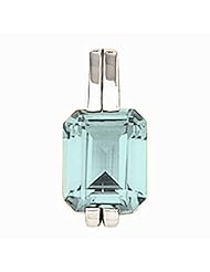 14K White Gold Emerald Cut Aquamarine Pendant -- LIFETIME WARRANTY