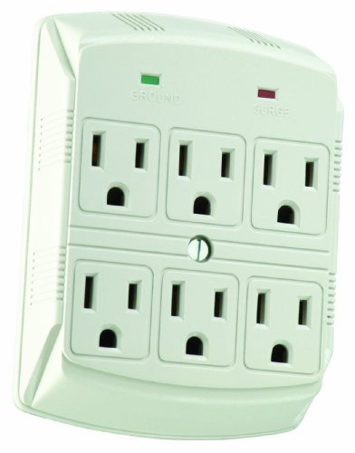 Coleman Cable 04612 6 Outlet Adapter With Grounded Surge Protection
