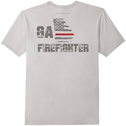Men's Georgia Firefighter Thin Red Line Shirt Medium Silver