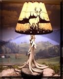 Single Antler Lamp With Deer Shade