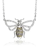 Bee Pendant and Chain in Gold with White and Yellow Diamonds