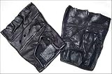 Black Leather Bikers Exercise Protective Gloves Fingerless XL