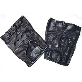 Black Leather BIKER'S GLOVES Large