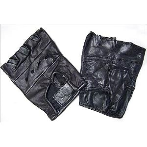 Black Leather BIKER'S GLOVES Large