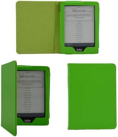 Premium Folio Leather Cover with Auto Wakeup Sleep Mode for KOBO eReader GLO Edition (Green)