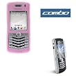BlackBerry 8130 Pearl Smartphone Accessory Bundle- Pink Flexible Soft Silicone Skin Case + Premium Reusable LCD Screen Guard Protector with Lint Cleaning Cloth By Ikross