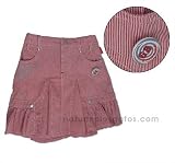 Pampolina Striped Red Cotton Adjust. Waist Skirt