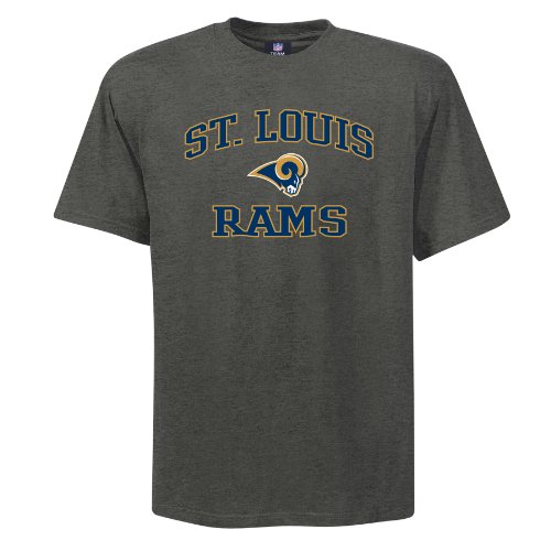 NFL Men's St. Louis Rams Heart And Soul Ii Adult Short Sleeve Basic Tee (Charcoal Heather, X-Large)