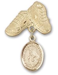 Gold Filled Baby Badge with St. Margaret of Cortona Charm and Baby Boots Pin