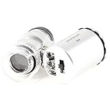 uxcell　拡大鏡　マグニファイア　LED拡大鏡　60X　丸い　小型　アルミニウム製　シルバー