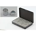 54 x Mini-Aludose, 54 St�ck in schwarzer Metallkassette - Aluminiumdose mit Klarsichtdeckel, Durchmesser 18 mm, Aluminium-Dose Aludose Alu-Dose Metalldose Dosenset Aufbewahrungsdose f�r Kleinteile Gew�rzdose f�r Safran Vorratsdose Aludosen Aluminiumdosen Aluminium-Dosen Aludosen Alu-Dosen Metalldosen Aufbewahrungsdosen Gew�rzdosen Vorratsdosen