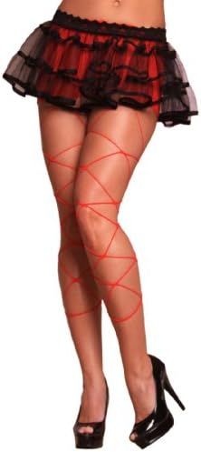 Lovely Day Lingerie SB LDL-LG1025, Diamond Fishnet Leggings-2 O/S Red