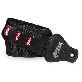 Black Guitar Strap with Pick Holder