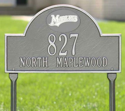 Florida Marlins Pewter & Silver Personalized Address Plaque-with lawn stakes