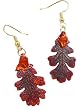 Iridescent Copper Dipped Real Oak Leaf Dangle Earrings