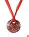 Necklace - N125 - Murano Glass Style - Round Shape ~ Red, Copper and Silver hung on 5 Strand Organza and Cotton Cord + 2