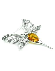 SilverAmber 925 Sterling Silver & Baltic Amber Jewellery - Brooch 4028