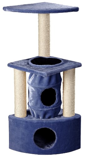 Whisker World Tri-Plex Fun Center Cat Furniture, Blue Plush
