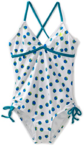 Hurley Girls 7-16 Spot One Piece Bathing Suit, White, 10