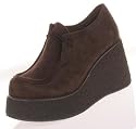 Volatile Wallaroo Wallabee Women's Crepe Platform Wedge Shoes Brown Suede PU