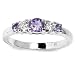 Stunning Solid Sterling Silver Cubic Zirconia Ring with Round Cubic Zirconia and Amethyst Semi-Precious Stones