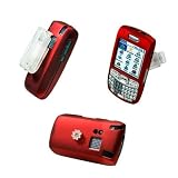 CELLET RED RUBBERIZED PROGUARD COVER CASE (with detachable belt clip) for PALM TREO 680 - RETAIL PACKAGING