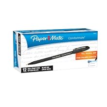 Paper Mate Comfortmate Stick Fine Point Ballpoint Pens, 12 Black Ink Pens (6180187)